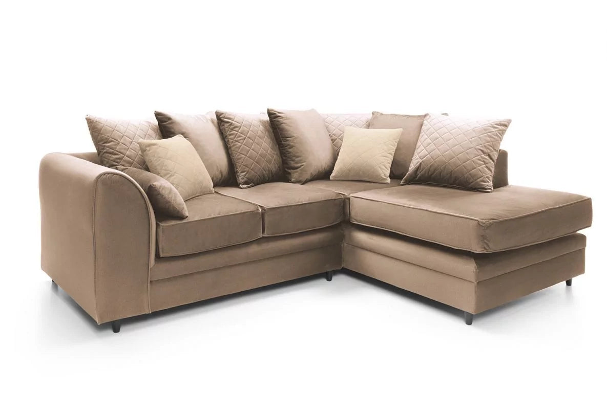 Chic Velvet Corner Sofa - Tan Brown