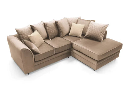 Chic Velvet Corner Sofa - Tan Brown