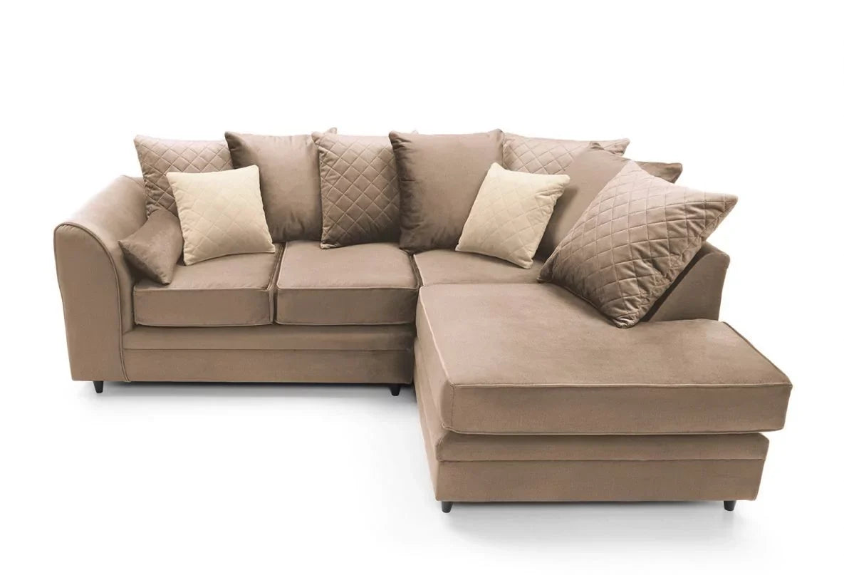 Chic Velvet Corner Sofa - Tan Brown