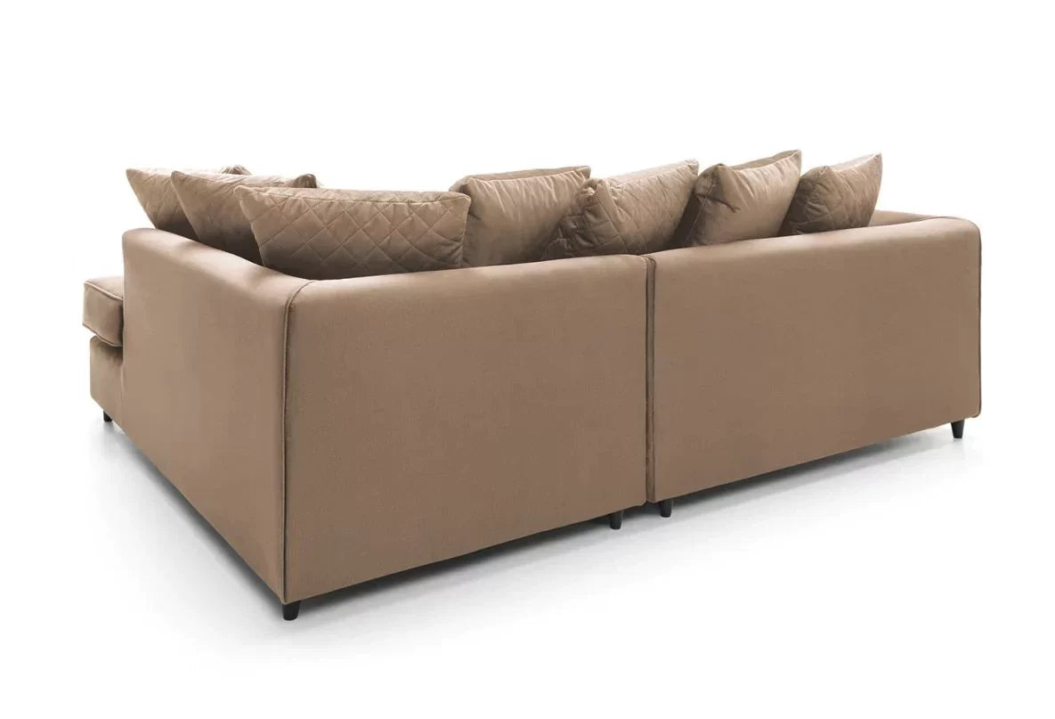 Chic Velvet Corner Sofa - Tan Brown