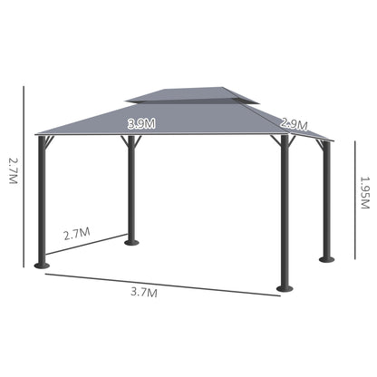 Altana ogrodowa Outsunny 3 x 4 m z aluminium, zadaszenie, namiot imprezowy z siatkami i zasłonami do ogrodu i na taras, ciemnoszary