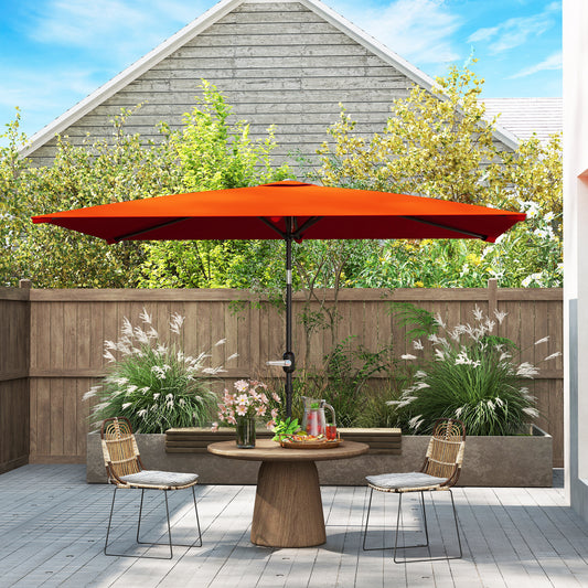 Outsunny 3x2m Patio Parasol ogrodowy Baldachim z aluminiową korbą odchylaną Prostokątny osłona przeciwsłoneczna Stal, pomarańczowy