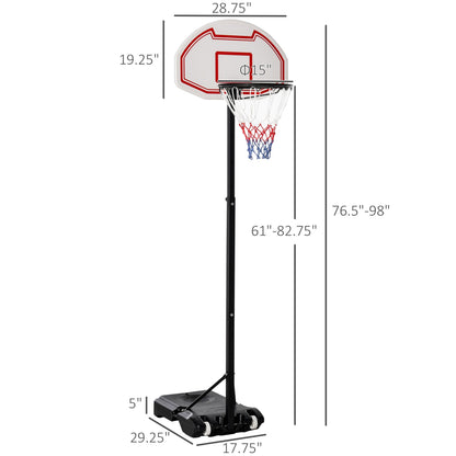 Portable Basketball Stand Net Hoop With Wheels - Black/White