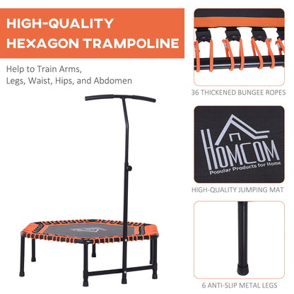 HOMCOM Mini Trampoline Hexagon Exercise Bungee Rebounder Jumper w/ Adjustable Handle Bar