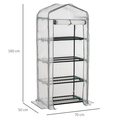 Outsunny 4 Tiers Mini przenośna szklarnia Kompaktowa szklarnia do uprawy roślin Metalowa rama Pokrywa PE 160H x 70L x 50Wcm