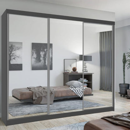 Chicago II 3 Door Sliding Door Wardrobe 250cm - Grey