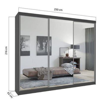 Chicago II 3 Door Sliding Door Wardrobe 250cm - Grey