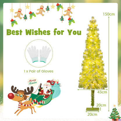Whimsical Christmas Tree with Branch Tips and Warm White LED Lights-150 cm