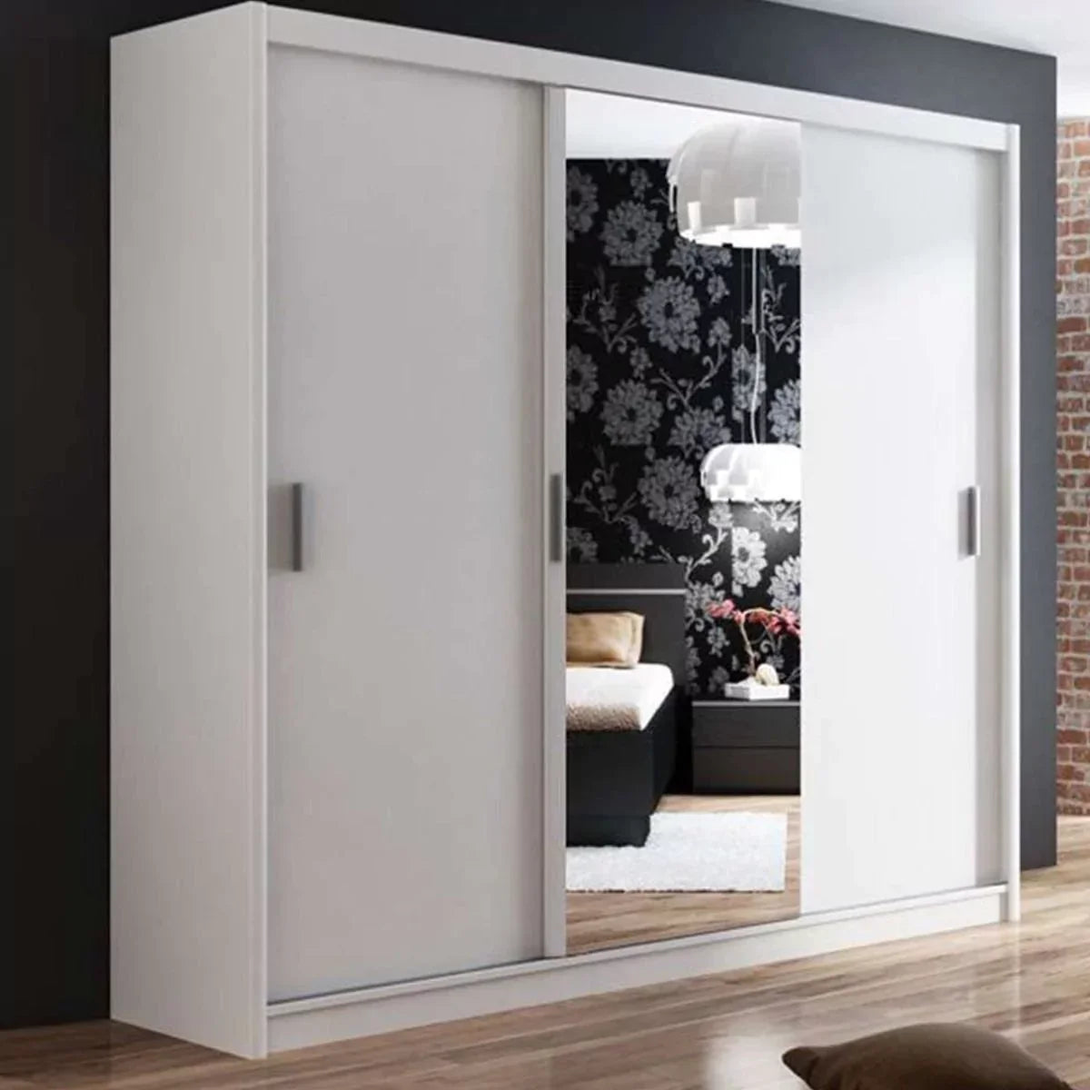 Somerset Sliding Door 250cm Wardrobe With Mirror - Oak Sonoma