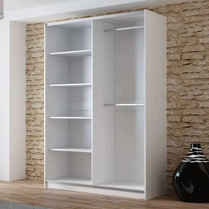 Boris Mirror Sliding Door 150cm Wardrobe - White, Black, Graphite