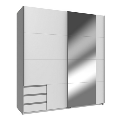 Amber Mirrored Sliding Wardrobe - White