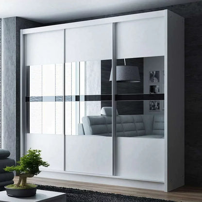 Trafford Sliding Door 250cm Wardrobe with Mirror - White