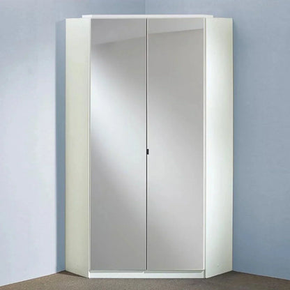 CALLISTO 2 Door Mirrored Wardrobe White 95cm