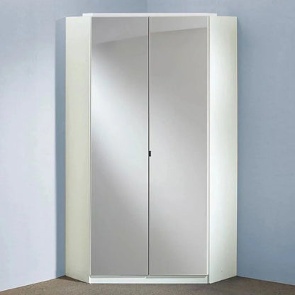 CALLISTO 2 Door Mirrored Wardrobe White 95cm