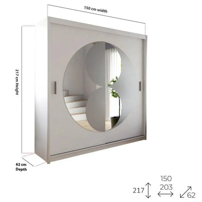 Circolo Sliding Door Wardrobe with Mirror - White
