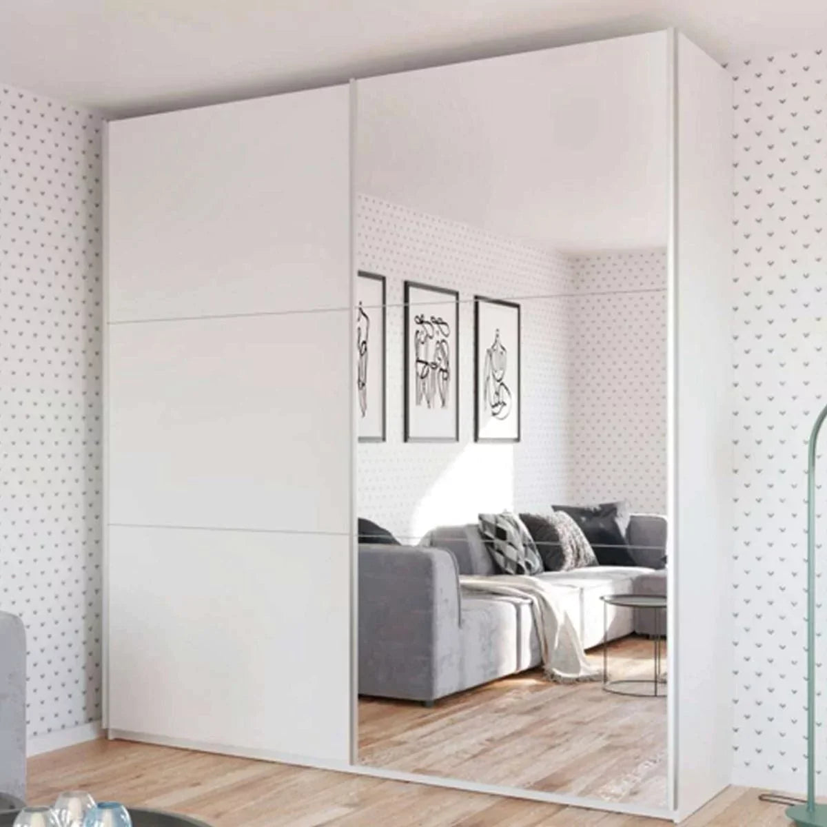 Wokingham Sliding Door Mirror 225cm Wardrobe - Platinum