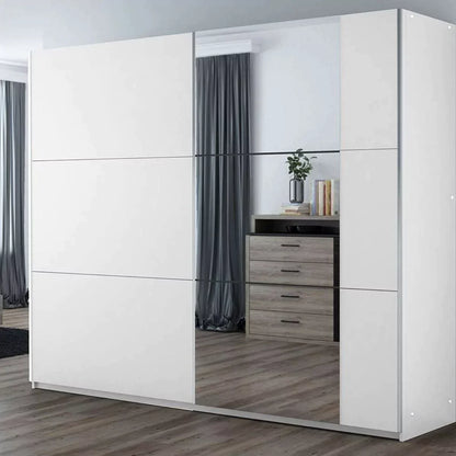 Oldham Sliding Mirror Door 200cm Wardrobe - Grey, White