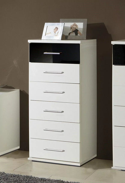 White Chest of Drawers LINE Tallboy Medium Chest, 6 Drawers