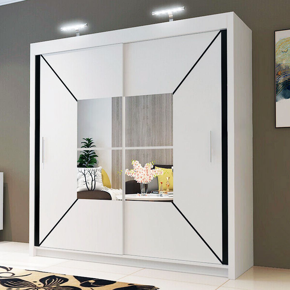 Bartholomew Mirrored Sliding Wardrobe - Grey