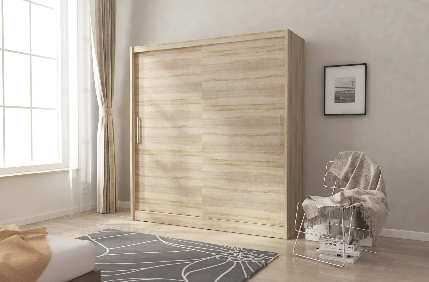 Twiki Sliding Door Wardrobe 200cm - Oak Sonoma