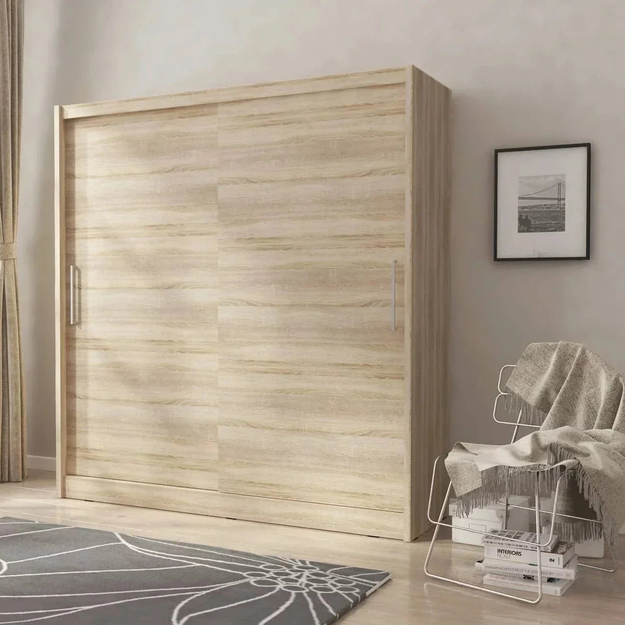 Twiki Sliding Door Wardrobe 180cm - Oak Sonoma