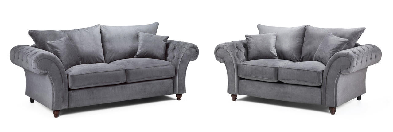 Windor Fabric 2 Seater Sofa - Grey