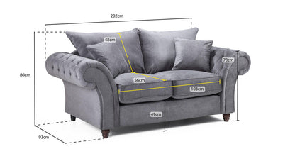 Windor Fabric 4 Seater Sofa - Grey