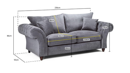 Windor Fabric 2 Seater Sofa - Grey