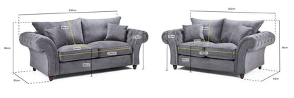 Windor Fabric 2 Seater Sofa - Grey