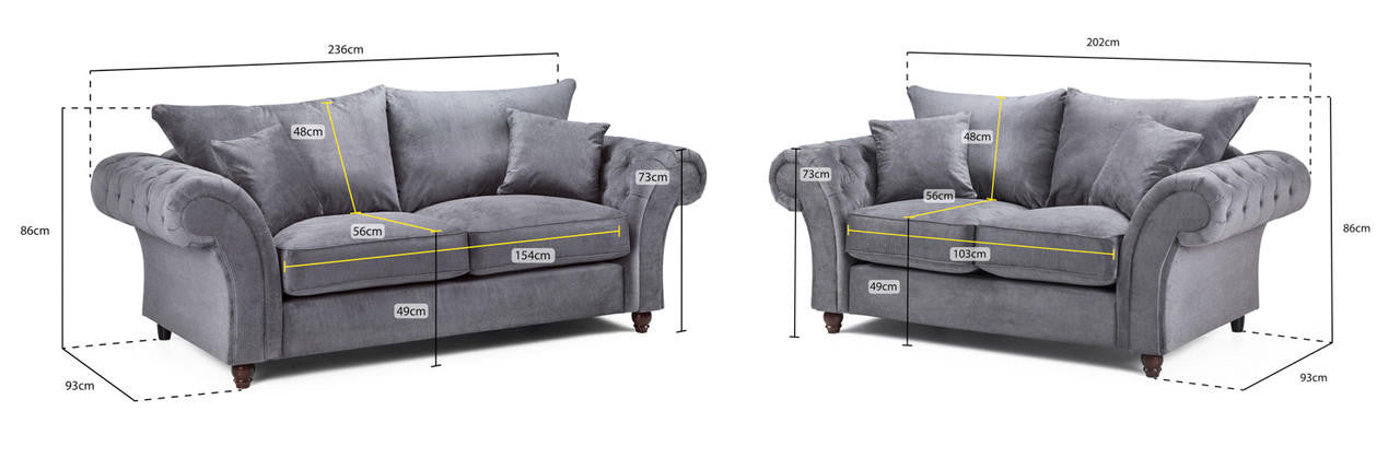 Windor Fabric 4 Seater Sofa - Grey