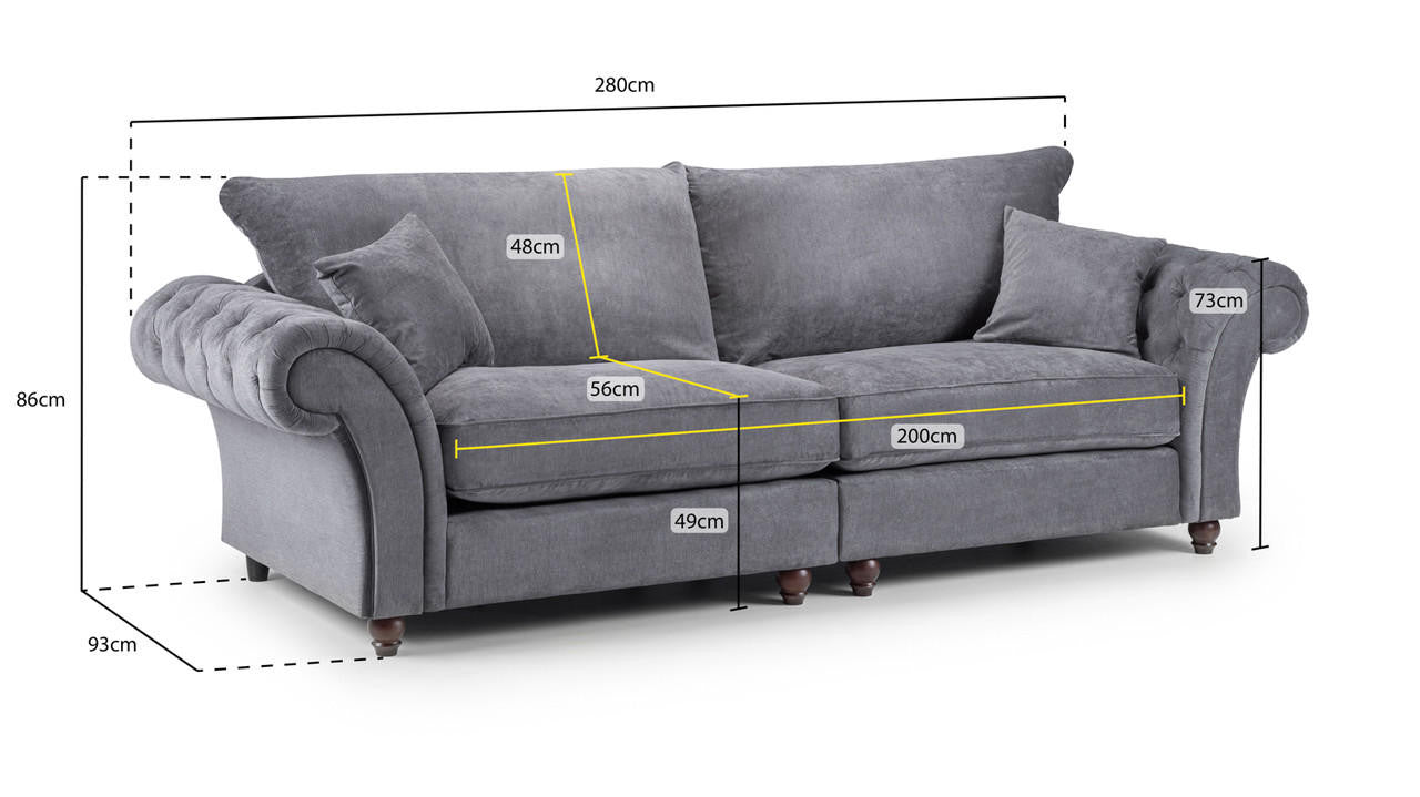 Windor Fabric 2 Seater Sofa - Grey