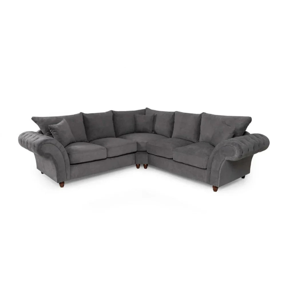 Windor Scatterback Fabric Large Corner Sofa - Charcoal Grey