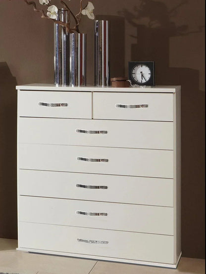 White Chest of Drawers BUDE Medium Chest, 7 Drawers