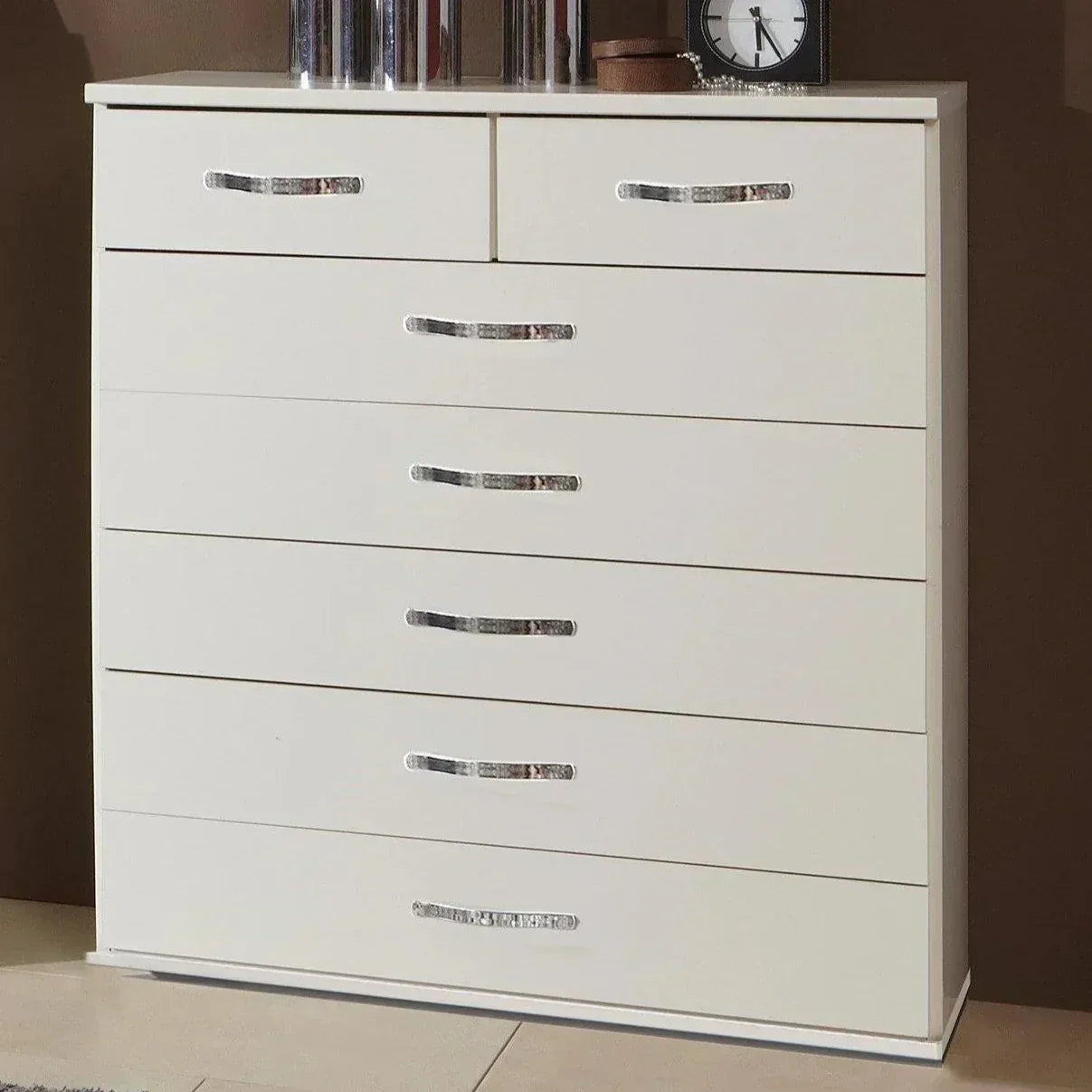 White Chest of Drawers BUDE Medium Chest, 7 Drawers