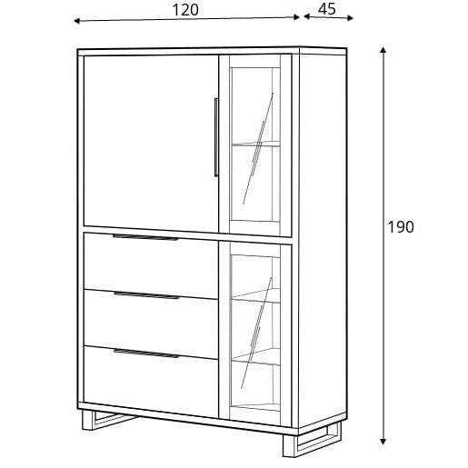 Halle 12 Tall Display Cabinet 120cm