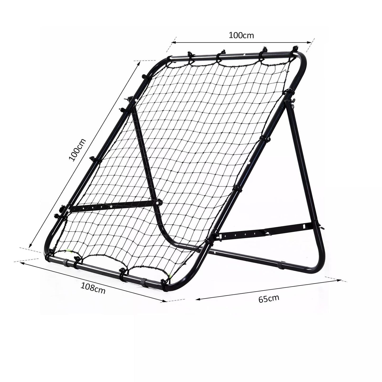 HOMCOM Adjustable Rebounder Net Kickback Target Goal for Teens Adults Training, Black