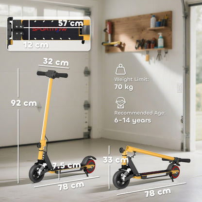 SPORTNOW Folding Electric Scooter for Kids, with Dual Brakes, Front Suspension, LED Colourful Lights, Gold Tone