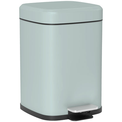 HOMCOM 12L Modern Boxy Metal Home Kitchen Bin - Light Green