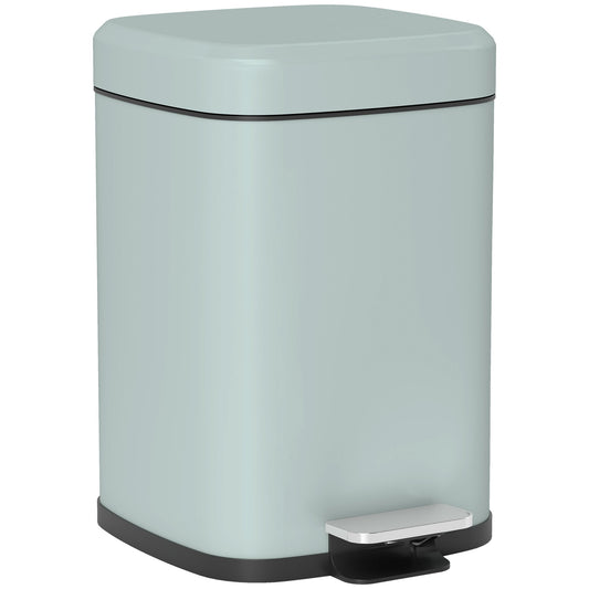 HOMCOM 12L Modern Boxy Metal Home Kitchen Bin - Light Green