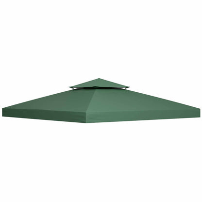 غطاء علوي من Outsunny 3(م) Gazebo مزدوج الطبقات لاستبدال سقف الجناح باللون الأخضر الداكن