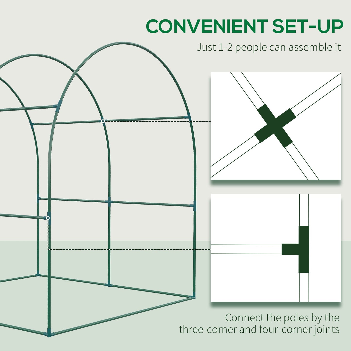 دفيئة Outsunny Walk in Polytunnel، دفيئة للحديقة مع نافذة وباب قابلين للطي، 1.8 × 1.8 × 2 متر، أخضر