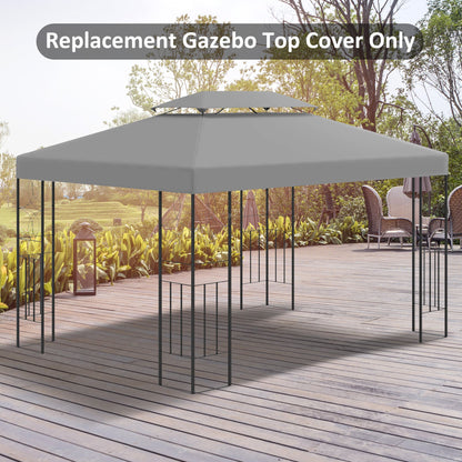 Outsunny 3x4m Gazebo Replacement Roof Canopy, 2 Tier Top UV Cover Garden Outdoor Awning Shelters, Light Grey (TOP ONLY)