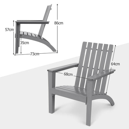 Wood Adirondack Chair with Solid Acacia Wood and 160KG Weight Capacity-Grey