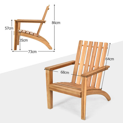 Wood Adirondack Chair with Solid Acacia Wood and 160KG Weight Capacity-Natural