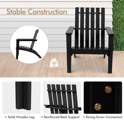 Wood Adirondack Chair with Solid Acacia Wood and 160KG Weight Capacity-Black
