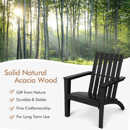Wood Adirondack Chair with Solid Acacia Wood and 160KG Weight Capacity-Black