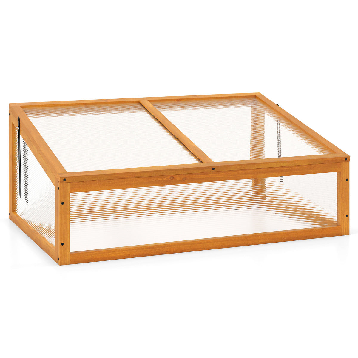 Portable Wood Cold Frame Greenhouse with Transparent Flip-top Roof-Orange