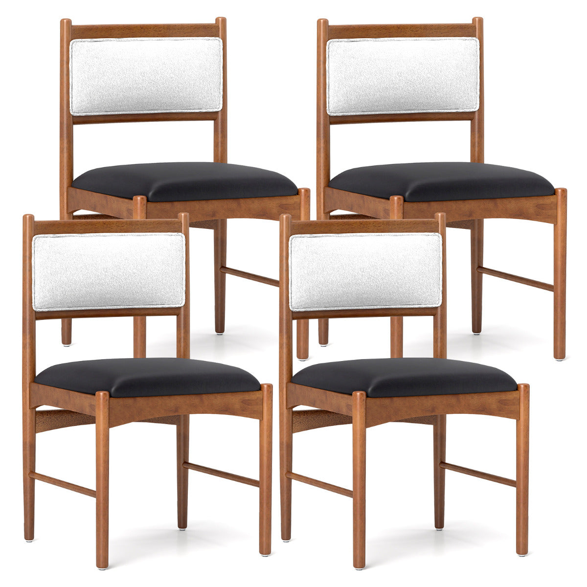 Wooden Dining Chair with Rubber Wood Frame Set of 4-Walnut