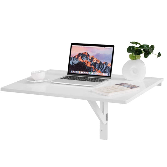 Wooden Folding Wall-Mounted Drop Leaf Table in White