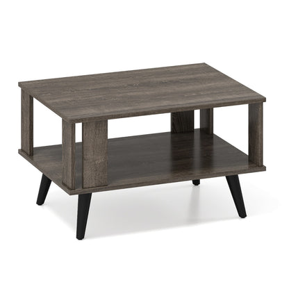 Wooden Industrial Coffee Table with Storage Shelf for Home Office-Grey